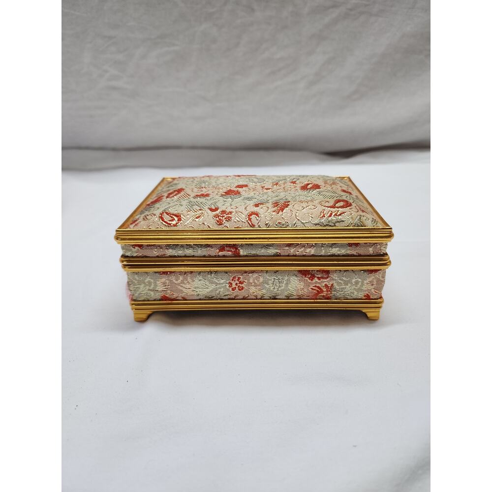 Fabric covered Music Jewelry box with red velvet lining X